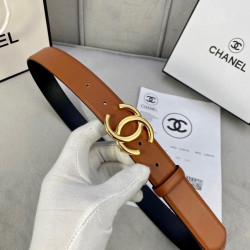 Chanel Lichi grain cowhide women's belt, gold and silver gun color metal steel buckle.