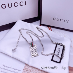 Gucci sterling silver square brand pendant simple necklace exquisite fashion trend versatile style