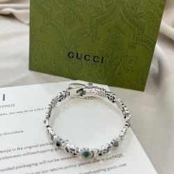 Gucci 925 Sterling Silver Double g Daisy Turquoise Bracelet 