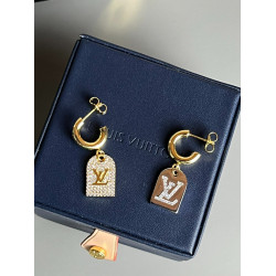 LV double brand earrings, LV heavy fashion earrings, crystal diamond double brand earrings