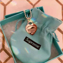 Supreme co branded Tiffany t family classic style mood column high street trend couple necklace