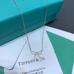 Tiffany bow diamond necklace, 925 sterling silver, vacuum plated pt950 platinum