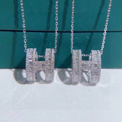 Hermes ladder is full of H letter necklace! 925 Sterling Silver CNC craft exquisite inlaid word printing perfect details
