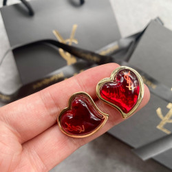 YSL Saint Laurent Love Red Agate Earrings are made of brass with logo character print