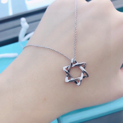 Tiffany 925 sterling silver tiffany hexagram Star Necklace