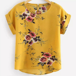 Summer Fashion Floral Print Blouse Pullover Ladies O-Neck Tee Tops Female Women's Short Sleeve Shirt Blusas Femininas Clothing