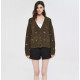 women Vintage knit cardigan with embroidery Long sleeves V-neck ribbed trims Cardigan Female Elegant sweater Outerwear
