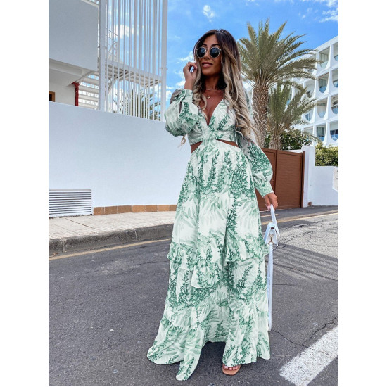 Bohemia Floral Long Dress Women Elgeant Summer 2022 Sexy V-Neck Backless Holiday Party Club Beach Maxi Dresses Vintage