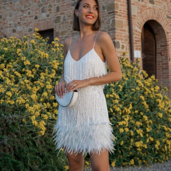 Sequins Tassel Feather Mini Dress Women 2022 Summer Spaghetti Strap V-Neck Backless Evening Party Club Elegant Dresses Sexy Prom