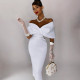 2022 Summer Women Loose Floral Print V-neck Off the Shoulder Elegant Dress for Women 2022 Summer Evening Party Bodycon Dress With A Belt Black White Dresses