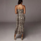 2020 leopard print sleeveless V-neck sexy midi dress spring women fashion streetwear Christmas party outfits  Model: DS811001054