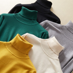 New-Coming Autumn Winter Top Solid Pull Femme Pullover Thick Knitted Women's Turtleneck Oversize Women Sweater