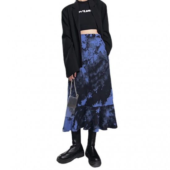 2022 New Women Clothing Casual Long Skirts Floral Printed High Waist Simple Elegant Elastic Waist Skirts Street Style Bottoms