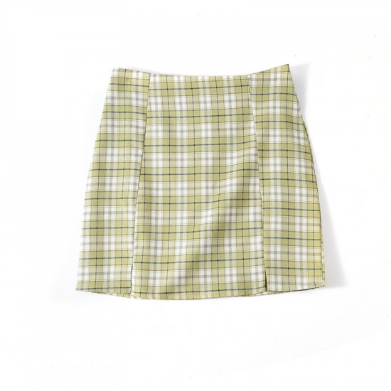 Women Plaid Skirt Streetwear Slim A-line Skirt High Waist Split Short Skirt Lattice skirts womens