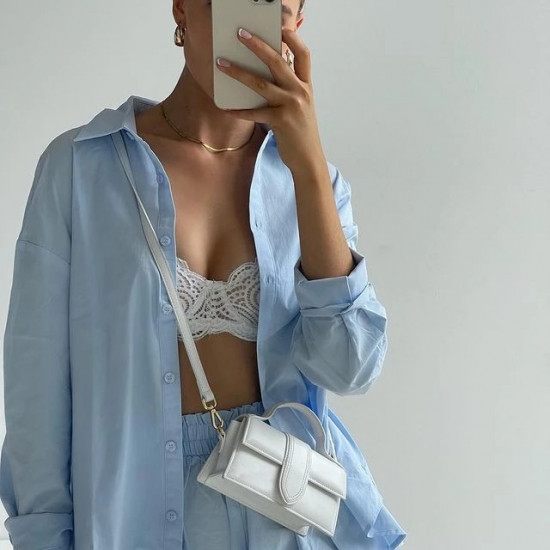 Women Tracksuits Shirt With Mini Shorts Cotton Two Pieces Sets Fashion Clothing Outfits Women Blouses Fashion Tracksuits