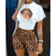 Casual Two Pieces Set Women Letter Print Short Sleeve Crop Corset T-shirt and Shorts Set 2022 Lady Clothing