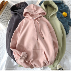 Woman's Sweatshirts Solid 12 Colors Korean Female Hooded Pullovers 2022 Thicken Warm Oversized Hoodies Women