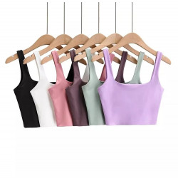 2022 Summer Women Sexy Sleeveless Tops Fashion Short Square Collar Tank Tops 6 Colors