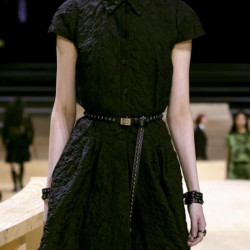 Fashionable high-grade black wrinkled cloth dress black crinkle dress